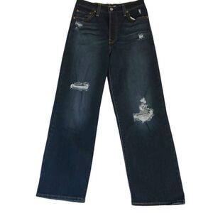 Levi’s Dark Wash High Rise Ribcage Distressed Straight Ankle Jeans Size 26
